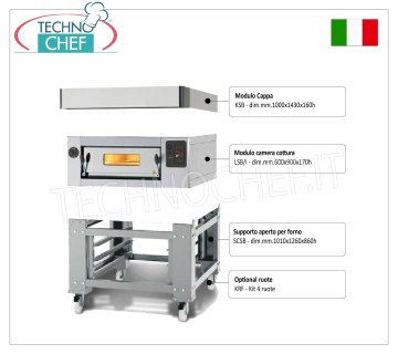 Four à pizza électrique pour 6 pizzas, épaisseur 300 mm, chambre 600x900 mm