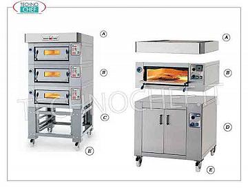 fours pizza modulaires électriques avec plan de cuisson en réfractaire et chambre en tôle 