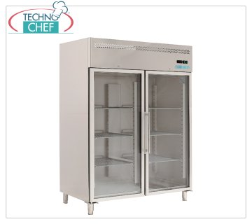 Forcold - Armoire Réfrigérée 2 Portes Vitrées, Ventilée, Temp.+0°/+8°C, avec Monobloc, Système Plug-in, lt.1300, Classe C, mod.M-GN1410TNG-FC Armoire réfrigérée professionnelle, 2 portes vitrées, avec monobloc, système enfichable, ventilée, 650 lt, Temp.+0°/+8°C, GN 2/1, Écologique en Classe C, Gaz R290, V.230/ 1 , Kw.0,508, Poids 206 Kg, dim.mm.1480x830x2010h