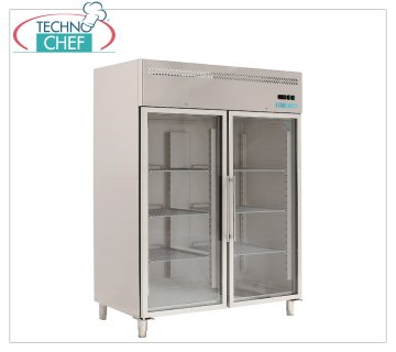 Forcold - Armoire Congélateur 2 Portes Vitrées, Ventilée, Temp.-18°/-22°C, avec Monobloc, système enfichable, lt.1300, Classe E, mod.M-GN1410BTG-FC