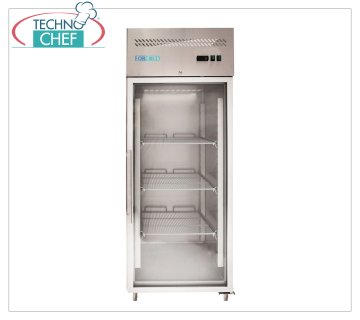 Forcold - Armoire Congélateur 1 porte vitrée, Ventilée, Temp.-18°/-22°C, avec Monobloc, système enfichable, lt.650, Classe E, mod.M-GN650BTG-FC