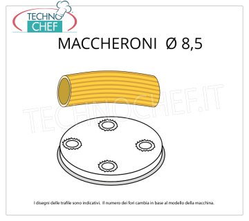 Technochef - FILET MACARONI Ø 8,5 en ALLIAGE LAITON-BRONZE Matrice pour macaronis en alliage laiton-bronze Ø 8,5 mm, pour mod.MPF1.5N