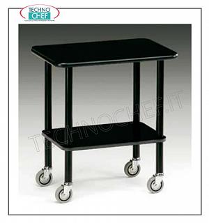chariots Guéridon Panier guéridon avec structure en acier tubulaire peint en noir, noir étages, taille: mm 710x460x780h