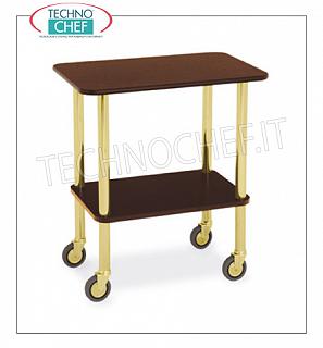chariots Guéridon Panier « guéridon » avec hébergement en acier plaqué laiton tubulaire, tête en mélamine « wengé » dim.mm 710x460x780h