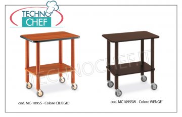 Chariots guéridons en bois massif, mod. 1095S (couleur cerise) et mod. 1095SW (couleur wengé)