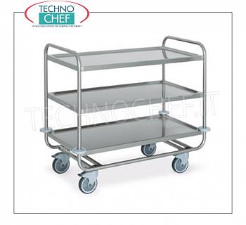 pour les camions de marchandises Chariot pour le transport de charges lourdes, construit en acier inoxydable 18/10, avec 3 mm imprimé soudé plat. 1000x500, a max.kg 200, dim.mm 1090x590x910h