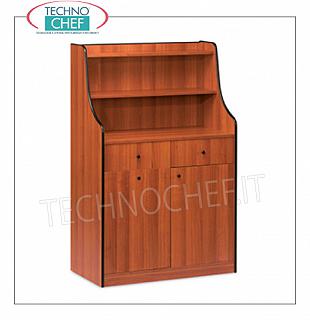 Un service d'étage Meubles unité de service plaqué CERISE couleur halle en bois, 2 tiroirs avec porte-couverts, trémie coulissante, une porte basculante et soulevé avec 2 étagères, dim.mm.940x480x1450h