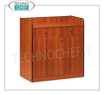 Un service d'étage Meubles unité de service plaqué CERISE couleur halle en bois, 2 tiroirs avec porte-couverts, trémie coulissante et une porte articulée, dim.mm.940x480x980h