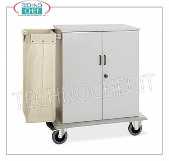 Chariot à linge armoire avec portes battantes et 1 sac en tissu