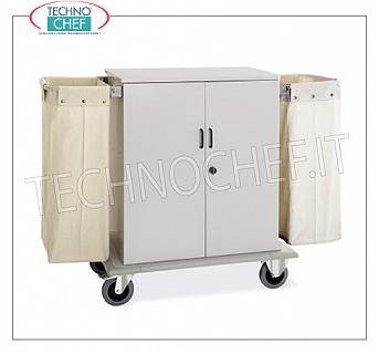 Chariot à linge armoire avec portes battantes, 2 étagères intérieures et 2 sacs en tissu