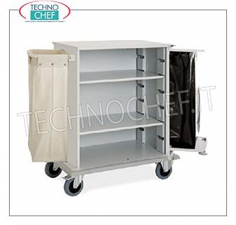 Chariot à linge ouvert avec 2 étagères, 1 sac à linge et 1 sac à déchets