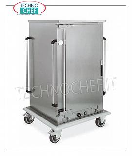 Maintien de la température, chariot HOT ventilé pour 8 GN 1/1 Chariot d'entretien chaud pour les aliments cuits, 1 porte à charnière, 8 bacs de capacité du gril ou GASTRO-NORM 1/1 (mm.325x530), marche entre les guides 120 mm, chauffage par le ventilateur, température de + 65 ° à +90 °, HUMIDIFICATEUR V.230 / 1, Kw.1,6, dim.mm.780x730x1510h