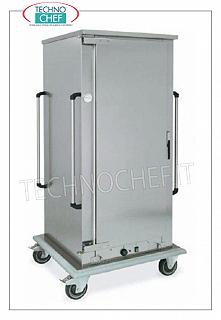 Maintien de la température, chariot HOT ventilé pour 13 GN 1/1 Chariot d'entretien chaud pour les aliments cuits, 1 porte à charnière, 13 bacs GRID CAPACITY ou GASTRO-NORM 1/1 (mm.325x530), PAS entre les guides 80 MM, CHAUFFAGE VENTILÉ, température de + 65 ° à +90 °, HUMIDIFICATEUR V.230 / 1, Kw.1,6, dim.mm.780x730x1510h