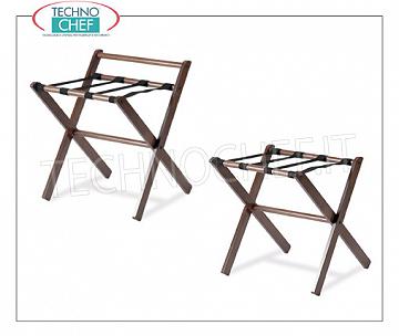 Technochef - Soutien à la chambre Porte-valise avec structure pliante en couleur noyer et sangles amovibles en PVC noir, disponible en 2 VERSIONS, avec ou sans côté