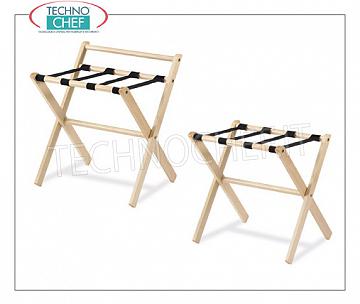 Technochef - Soutien à la chambre Porte-valise avec structure pliante en bois naturel et sangles amovibles en PVC noir, disponible en 2 VERSIONS, avec ou sans côté