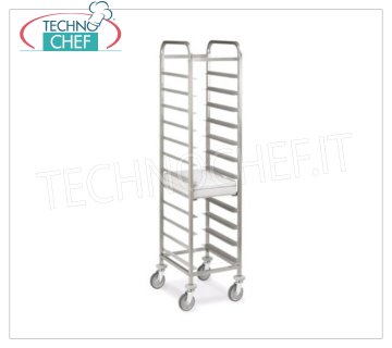 TROLLEY Support de plateau avec guides pour 12 PLATEAUX Gastro-Norm 1/1, Mod.1494-GN CHARIOT PORTE-PLATEAUX avec guides en `` L '' pour 12 PLATEAUX GN 1/1 (530x325 mm), dim.mm.450x600x1900h