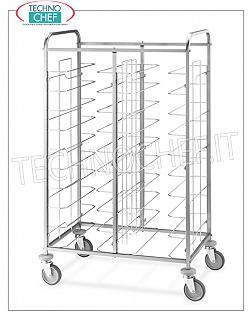 Chariots à plateaux universels en libre-service, capacité plateau n ° 20, modèle 1475U Chariot à plateaux libre / service avec supports de type universel, capacité plateau 20, dimensions 950x600x1590h mm