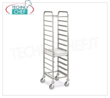 TROLLEY Support de plateau avec guides pour 12 PLATEAUX Euro-Norm, Mod.1494-FR CHARIOT PORTE-PLATEAUX avec guides en `` L '' pour 12 PLATEAUX EURO-NORM (530x370 mm), dim.mm.500x600x1900h