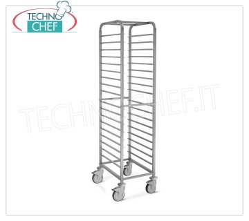 TECHNOCHEF - CHARIOT EN ACIER INOXYDABLE pour 18 PLATEAUX GN 1/1, Mod.2062 CHARIOT PORTE-BAGUETTES EN ACIER INOXYDABLE avec guides anti-basculement "C" avec loquet pour 18 PLATEAUX GN 1/1 (mm 530x325), dim.mm.450x610x1800h