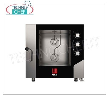 Tecnoeka - FOUR À VAPEUR À CONVECTION Électrique pour 6 plaques de PÂTISSERIE mm 600x400, mod. MKF 664S FOUR CONVENTIONNEL À VAPEUR Électrique Ventilé, Professionnel pour la PÂTISSERIE et la BOULANGERIE avec chambre de cuisson pour 6 PLAQUES de 600x400 mm, COMMANDES ÉLECTROMÉCANIQUES, V.400/3+N, Kw.10,4, Poids 108,2 Kg, dim.mm 850x1041x850h