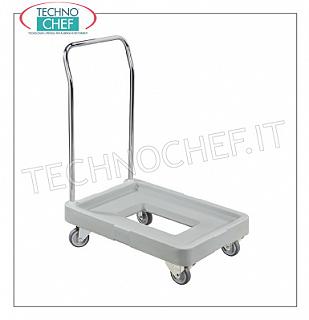 TECHNOCHEF - Chariot en polyéthylène avec poignée chromée, modèle MAXI0012 Chariot en polyéthylène avec poignée chromée, équipé de 4 roues en caoutchouc d'un diamètre de 100 mm, dont 2 pivotantes, poids 8 kg, dim.mm.525x750x965h