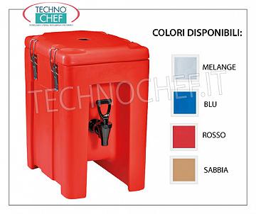 Conteneurs isothermes pour la distribution de boissons Conteneur ISOTHERME en POLYÉTHYLÈNE, pour la conservation de boissons chaudes ou froides, capacité 4,3 lt., version avec ROBINET DE DISTRIBUTION FRONTAL et OUVERTURE SUPÉRIEURE, Poids 3,4 Kg, dim.mm.245x350x395h