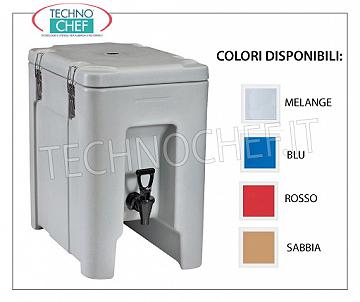 Conteneurs isothermes pour la distribution de boissons Conteneur ISOTHERME en POLYÉTHYLÈNE, pour la conservation de boissons chaudes ou froides, capacité 19 litres, version avec ROBINET DE DISTRIBUTION AVANT et OUVERTURE SUPÉRIEURE, poids 6 Kg, dim.mm.295x465x460h