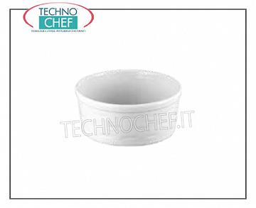 porcelaine Plats Soufflé rond pirofila blanc bouclé feu superposable, diamètre de 22 cm, h.9,5, Marque MPS PORCELAINE SARONNO - Disponible en paquets de 4 pièces