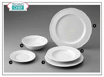 SATURNIA - Collection Porcelaine WHITE MALAGA - Assiettes de Restaurant ASSIETTE PLATE, Collection Malaga White, Diamètre cm.26, Marque SATURNIA - Disponible en pack de 12 pièces
