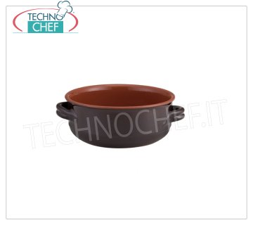 Technochef - POT AVEC 2 POIGNÉES en TERRACOTTA Ø 32 cm, Mod.132739 Pot à feu à deux poignées en terre cuite marron avec deux poignées, diamètre 32x12h cm