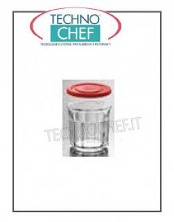 Jarres, amphores JAR / verre avec bouchon en plastique, cl.50, H 9,5, Diam. Cm.9,5