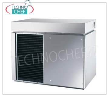 Producteurs / machines à glace écailles rendement 900 Kg/24 heures, sans stockage Machine à glace en écailles, sans stockage, extérieur en acier inoxydable, refroidissement air/eau, V 400/3, Kw 4,6, rendement 900 Kg/24 heures, dimensions 1107x700x880h mm, poids Kg 241.