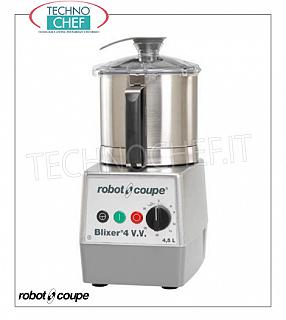 CUTTER-HOMOGEINIZER BLIXER 4 VV, capacité du réservoir lt.4,5, Marque ROBOT COUPE COUPE-HOMOGEINIZER BLIXER 4 VV, Marque ROBOT COUPE, avec réservoir de 4,5 lt - Variateur de vitesse de 300 à 3.500 tr / min, Commandes à impulsion, V. 230/1, Kw 1.10, Poids 17.3 kg , Dimensions mm 242x332x479h