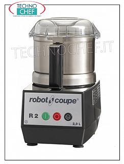 Cutter de table R2, capacité du bol 2,9 litres, marque ROBOT COUPE, professionnel CUTTER de table R2, marque ROBOT COUPE, avec RÉSERVOIR EN ACIER INOXYDABLE amovible de 2,9 litres, Vitesse 1 500 tr/min, V. 230/1, Kw 0,55, Poids 10 Kg, dimensions 200x280x350h mm