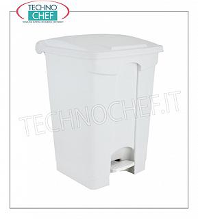 Poubelles en plastique Poubelle en polypropylène blanc, couvercle avec ouverture pour pédale, 45 litres, dim.mm.405x390x590h, prix un - Achat en paquet de 3