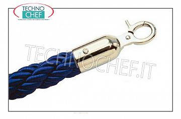 Corde de délimitation bleue en corde tissée avec 2 crochets en acier inoxydable Cordon bleu en corde tressée avec 2 crochets en acier inoxydable, diamètre 30 mm, longueur 1,5 mt.