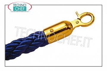 Cordon de délimitation bleu en corde tressée avec 2 crochets dorés Cordon bleu en corde tressée avec 2 crochets dorés, diamètre 30 mm, longueur 1,5 mt.