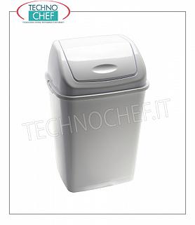 Poubelles en plastique Poubelle en polypropylène blanche avec couvercle basculant, 10 litres, dim.mm.235x190x360h, prix unitaire - Disponible en paquets de 24 pièces