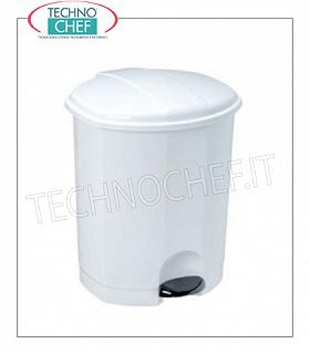 Poubelles en plastique Poubelle en polypropylène blanc, couvercle avec ouverture pour pédale, 5 litres, dim.mm.200x210x240h, prix un - Disponible en paquets de 12 pièces