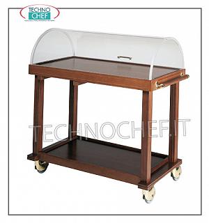 Poussettes pour les desserts et les fromages D'achat pour les gâteaux, du fromage et des amuse-gueule avec dôme semi-cylindrique avec cadre et 2 tablettes en bois massif, dimensions mm 1000x500x1000h