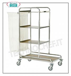 Chariots à linge pour chambre d'hôtel, avec base et 3 étagères