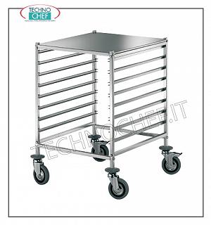 Chariots pour 8 plateaux ou bacs Gastronorme 2/1 ou 16 plateaux GN 1/1