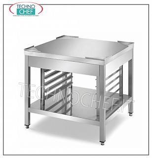 Support de base en acier inoxydable pour fours à convection Support de base en acier inoxydable pour four sur pieds, avec étagère inférieure et guides pour insérer 7 plaques Gastro-Norm 2/1 h 60 mm., Dim. mm. 800x800x720 h.