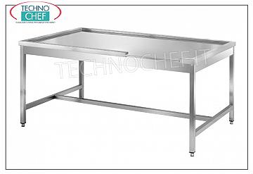Tables de tri pour lave-vaisselle à capot TABLE DE TRI POUR SERVICE LAVE-VAISSELLE, plateau avec RACCORD PÉRIMÉTRIQUE et RACCORDEMENT À DROITE pour TABLE DE PRÉLAVAGE - dimensions mm. 1600x1100x850h