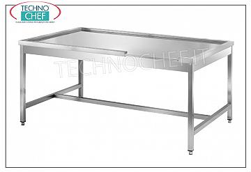 Tables de tri pour lave-vaisselle à capot TABLE DE TRI POUR SERVICE LAVE-VAISSELLE, plateau avec RACCORD PÉRIMÉTRIQUE et RACCORDEMENT À DROITE pour TABLE DE PRÉLAVAGE - dimensions mm. 1600x1100x850h