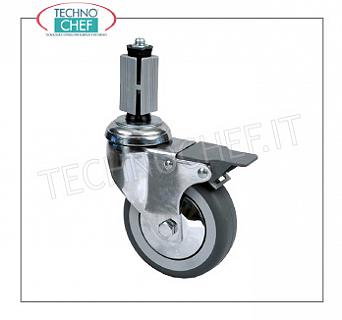 Roue pivotante avec frein pour tables en acier inoxydable sur pieds