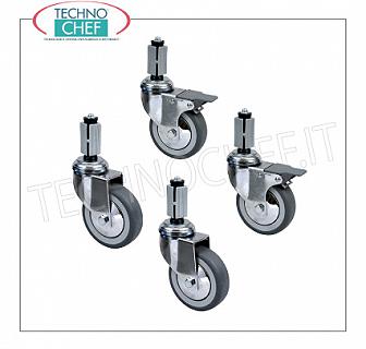 -- Kit de 4 roulettes (2 avec frein) pour tables sur pieds, Diamètre 125 mm