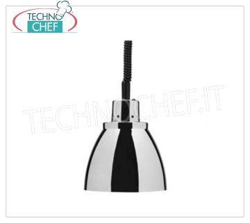 TECHNOCHEF - Lampe Chauffante Infrarouge en Cuivre Chromé, Mod.NC25 LAMPE CHAUFFANTE réglable en hauteur, douille en CUIVRE CHROMÉ diamètre 225 mm, lumière ROUGE, V.230/1, L.250, Poids 1,25 Kg.