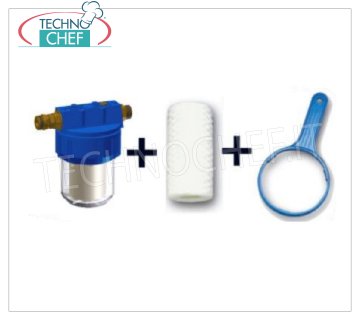 Technochef - FILTRE À EAU avec CARTOUCHE EN FIL ENVELOPPÉ, raccords 3/4'', Mod.NK124