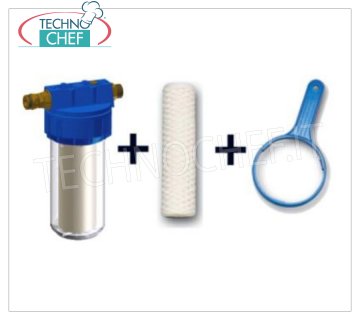 Technochef - FILTRE À EAU avec CARTOUCHE EN FIL ENVELOPPÉ, raccords 1/2'', Mod.NK223